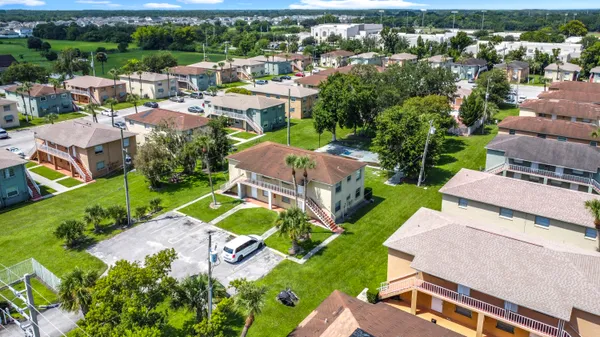 an aerial view of a house