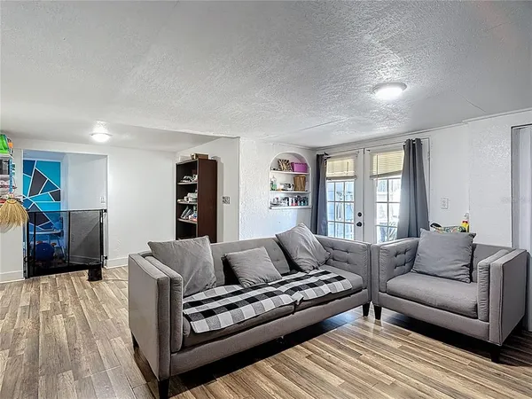 a living room with furniture