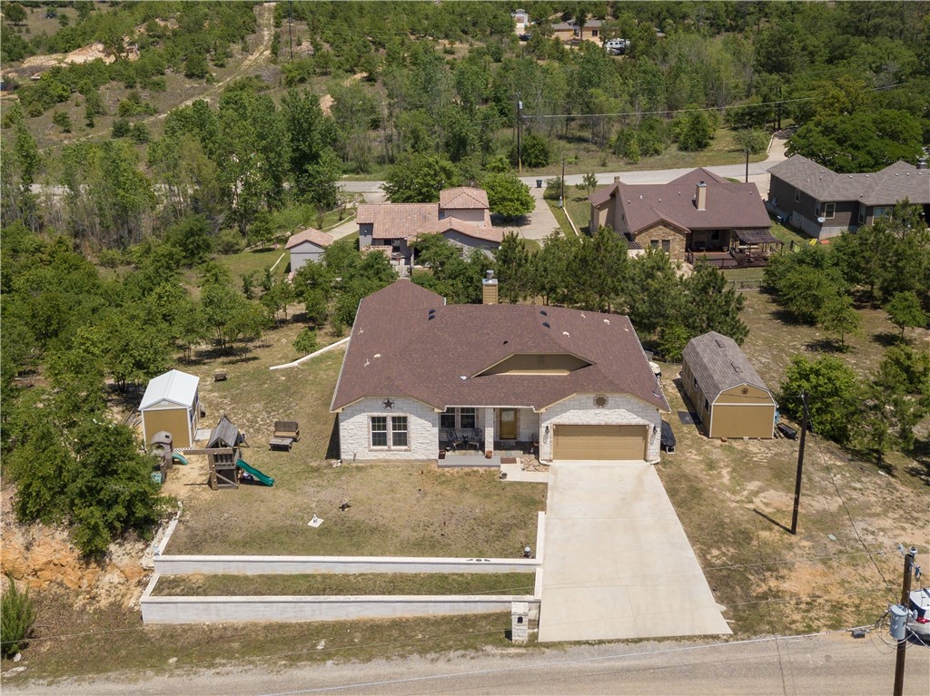 an aerial view of multiple houses