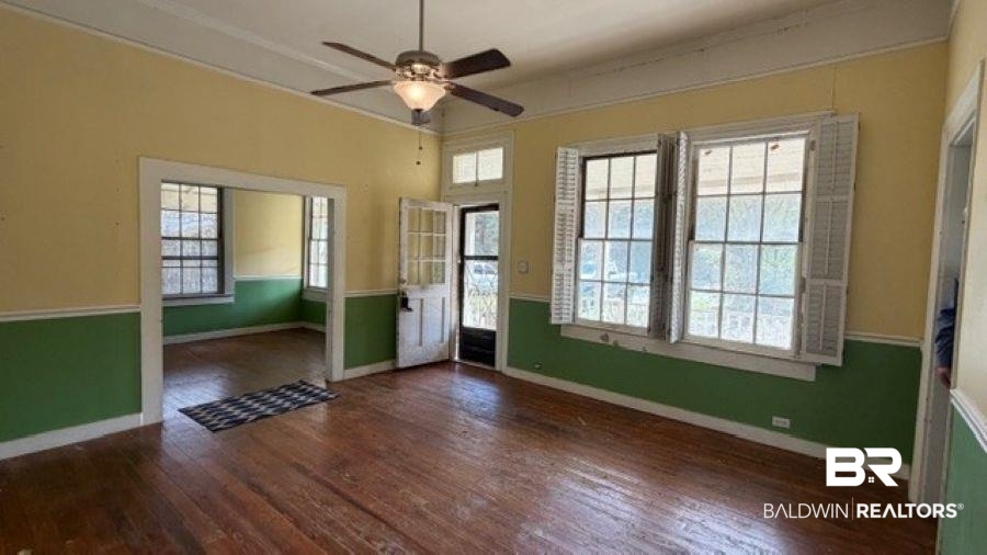 3006 Pleasant Valley Road Mobile, AL 36606 - Photo 12 of 20 Entryway featuring dark wood-style floors and a ceiling fan