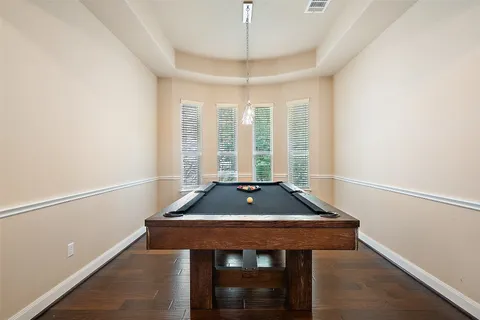 a room with table and window