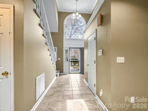 a hallway with windows