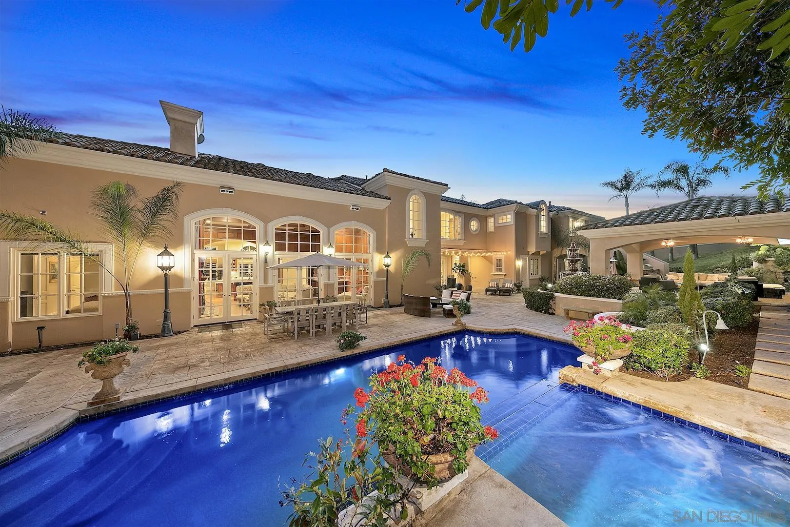 7583 St Andrews Road Rancho Santa Fe, CA 92067 - Photo 25 of 30 a front view of house with yard and outdoor seating