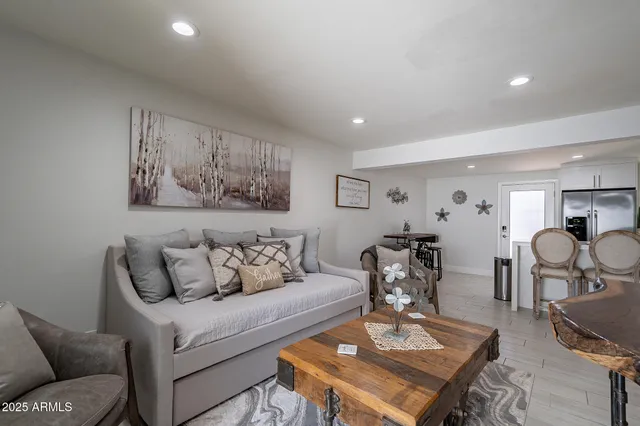 a living room with furniture