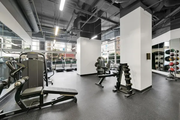 a view of a room with gym equipment