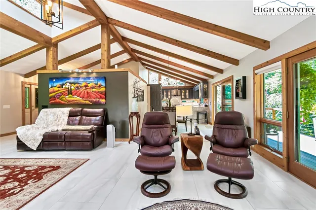 a living room with furniture