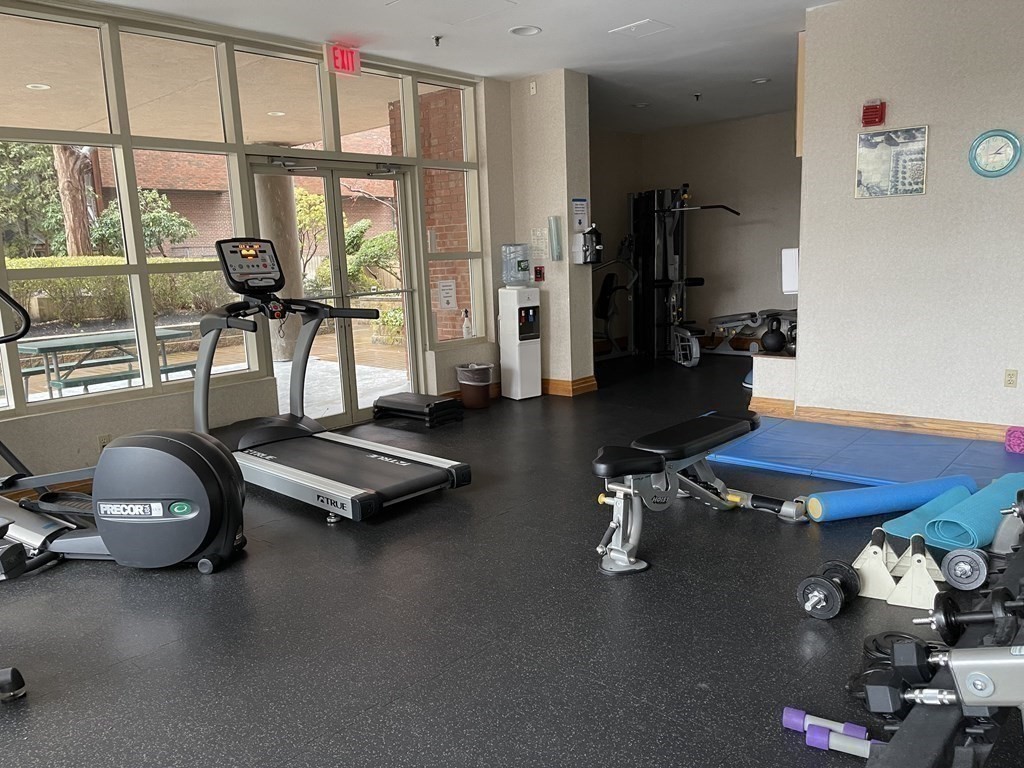 20 Webster Street, Unit 405 Brookline, MA 02446 - Photo 13 of 22 a room with gym equipment and a large window