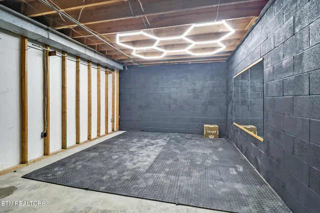 a view of a room with racks