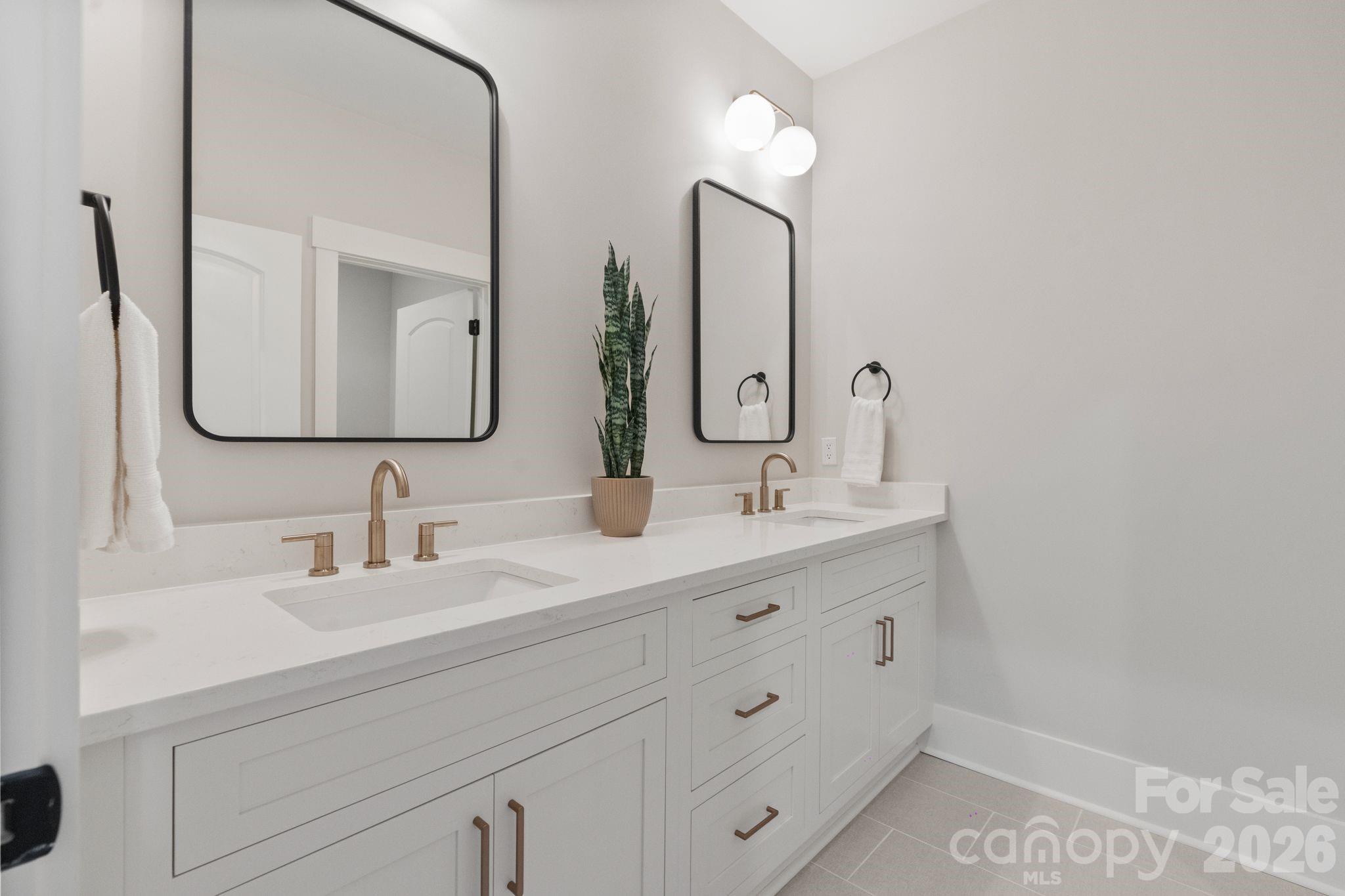 568 Longleaf Pine Lane Clover, SC 29710 - Photo 38 of 48 a bathroom with a double vanity sink and a mirror