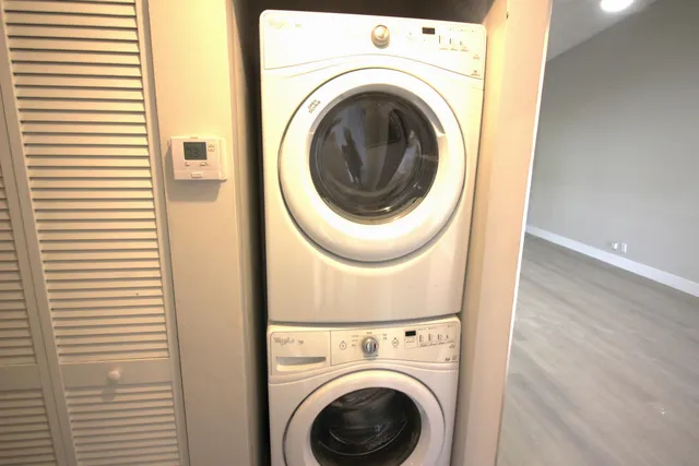 a close up view of a washer and dryer in a room