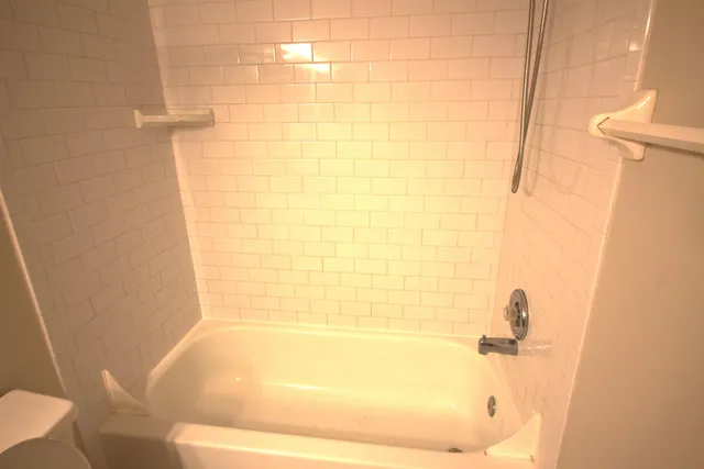 a bathroom with a bathtub