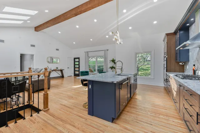 a kitchen with lots of counter top space