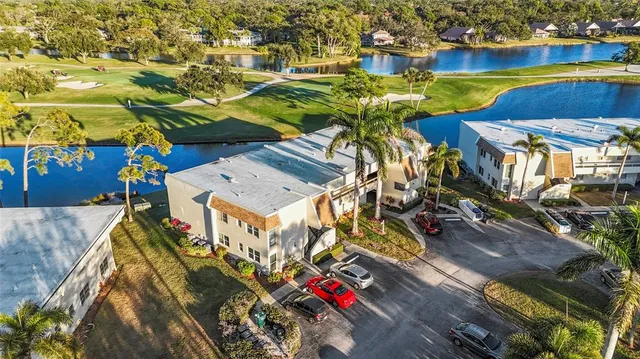 a view of a lake with houses