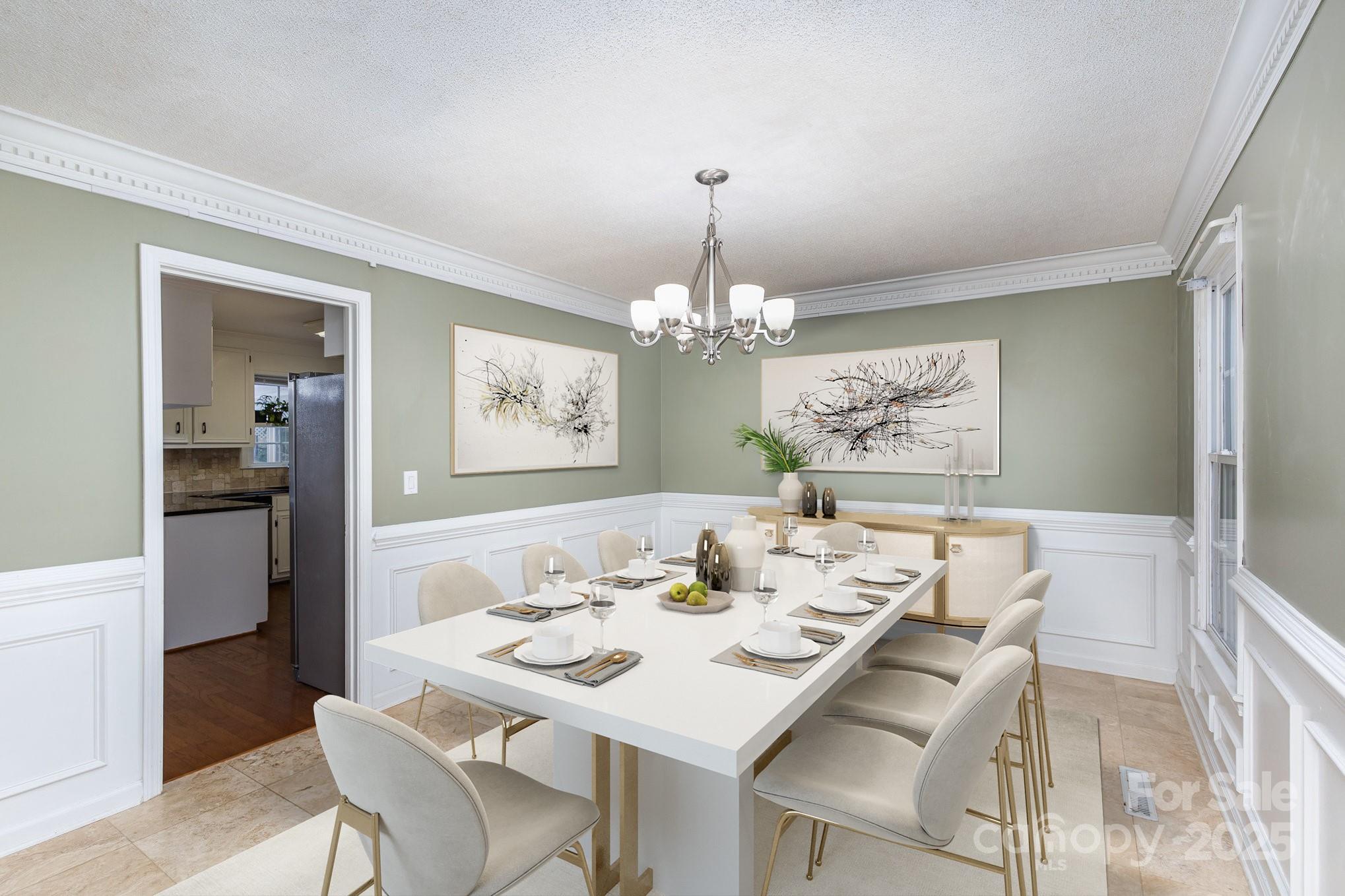 330 Regency Road Salisbury, NC 28147 - Photo 5 of 27 a view of a dining room with furniture a chandelier and wooden floor