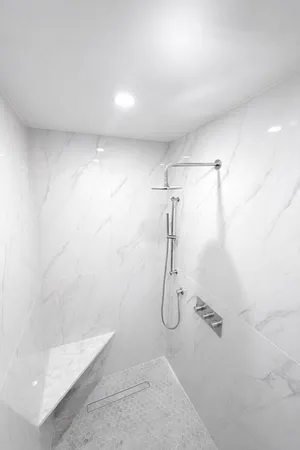 a bathroom with a shower