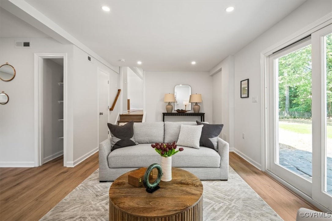 1533 Sandgate Road Midlothian, VA 23113 - Photo 15 of 47 Living room with stairs, recessed lighting, and li