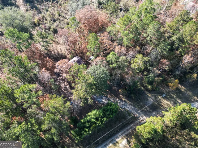 an aerial view of residential house and green space