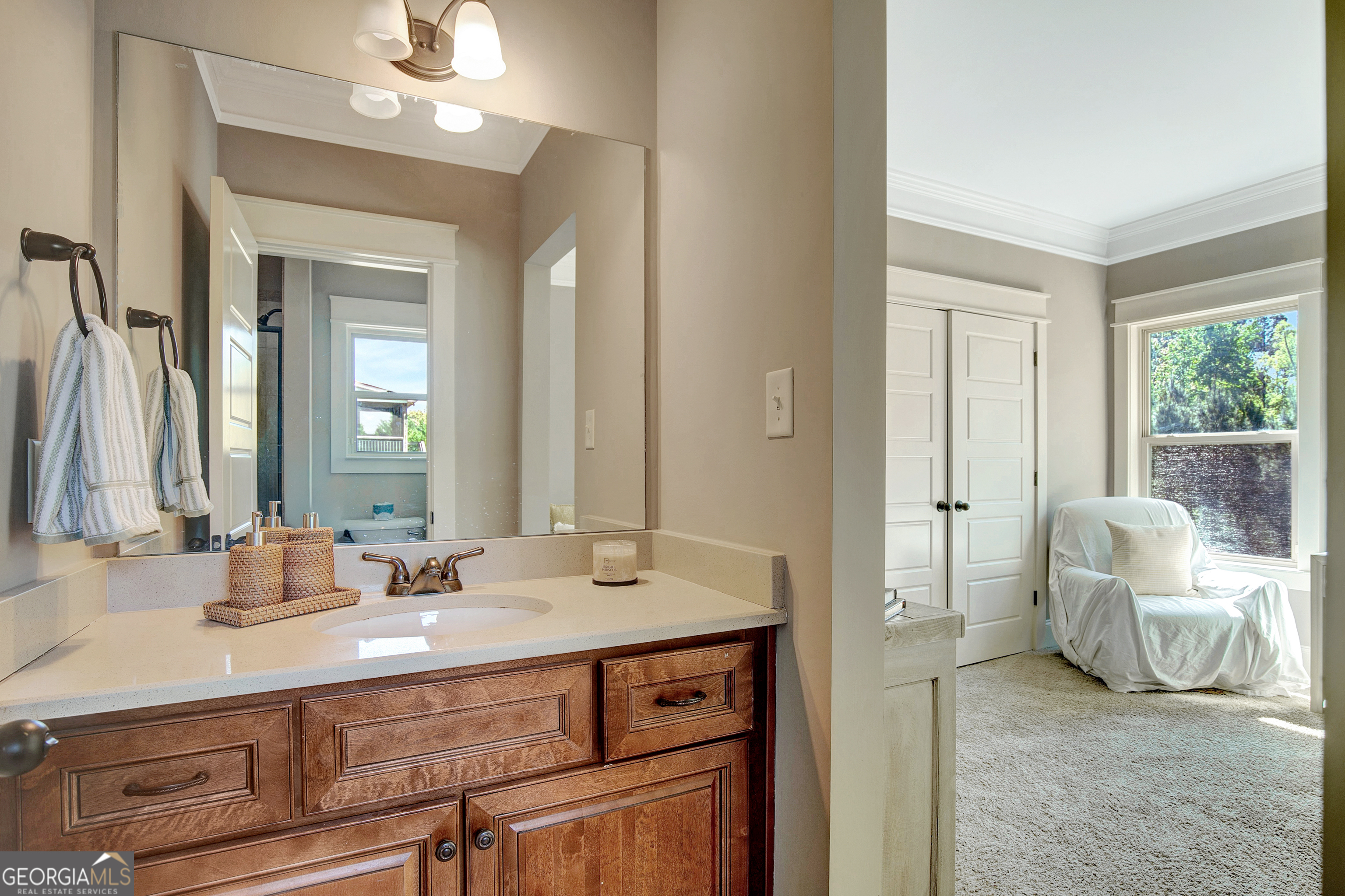 137 Kenmare Row Tyrone, GA 30290 - Photo 86 of 91 a spacious bathroom with a sink double vanity and a mirror