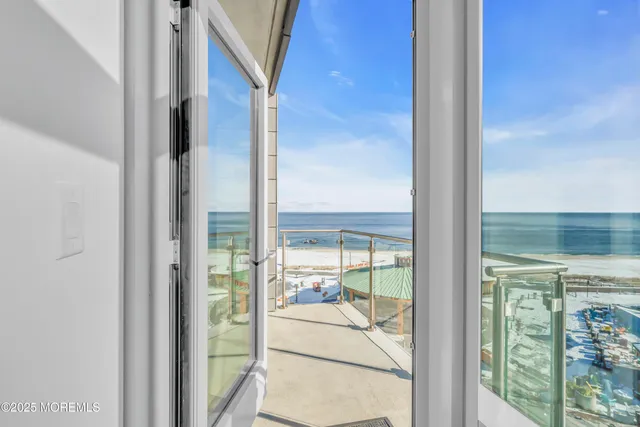 a view of a balcony with lake view