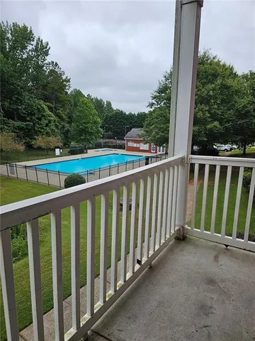 a balcony with street view