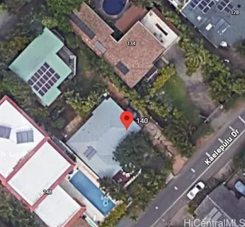 an aerial view of a house