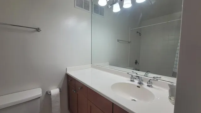 a bathroom with a sink toilet and vanity
