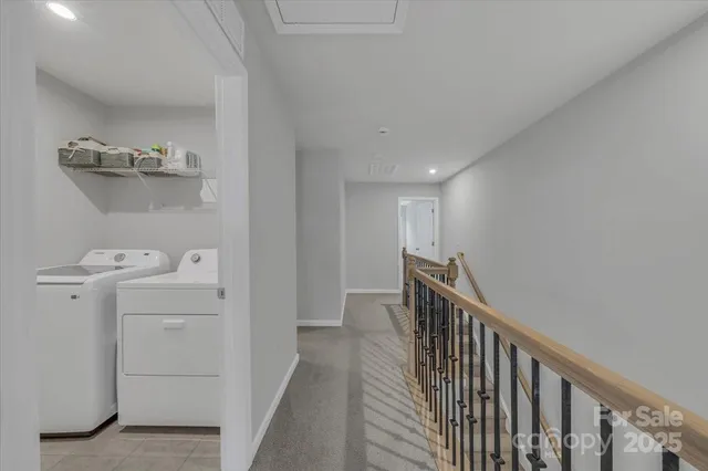 a view of a hallway with workspace