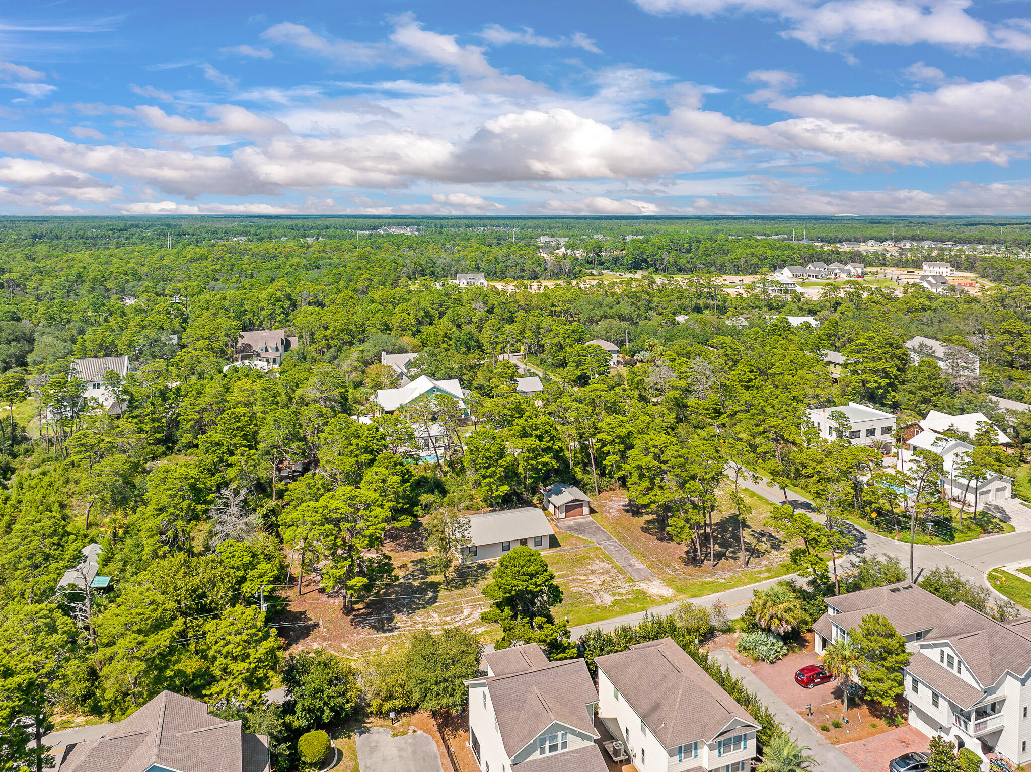 323 Pinewood Lane Inlet Beach, FL 32461 - Photo 36 of 50 an aerial view of residential houses with outdoor space and trees