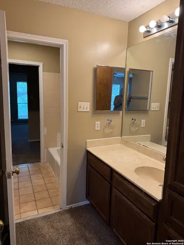 a bathroom with a bathtub