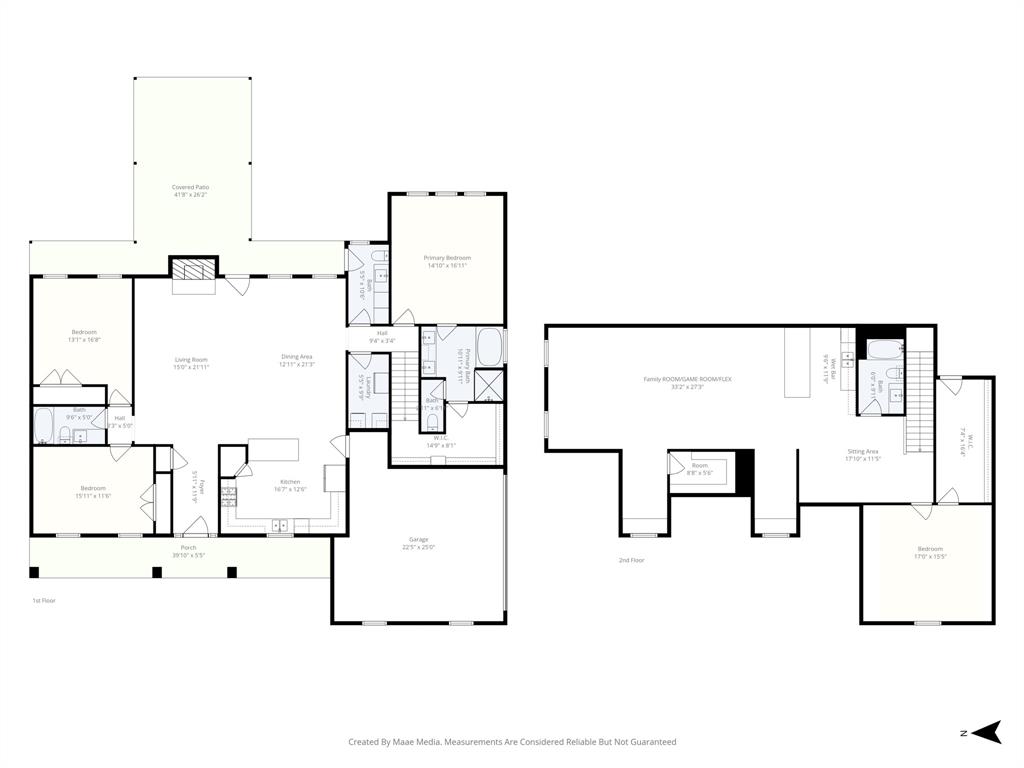 3028 Harrell Road Howe, TX 75459 - Photo 39 of 39 Thoughtful floor plan. Note on the 1st level that the primary retreat is privately located on one side of the home and two secondary bedroom with bath is on the opposite side of the home. There is a 4th immense sized bedroom on the 2nd level with spacious 16 x 7 closet - ideal for guest or mother-in-law area. The second level also has a oversized game room with wood floors, kitchen type setup and additional large storage walk-in closet.