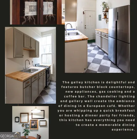 a kitchen with a sink a refrigerator and cabinets