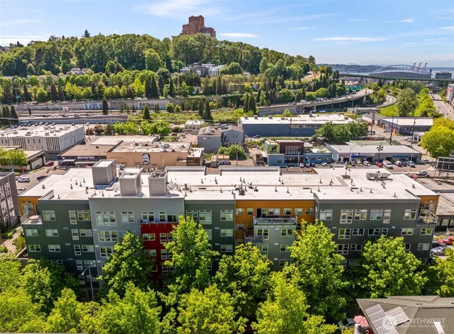 an aerial view of a city with lots of residential buildings