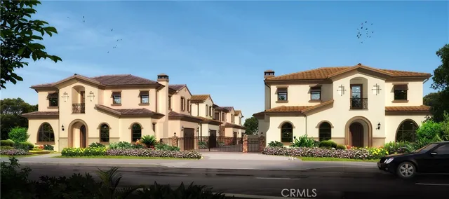 a front view of residential houses with street