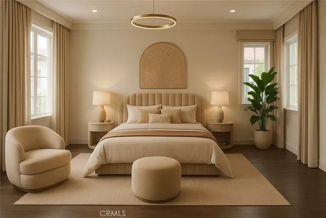 a bedroom with bed and a couch