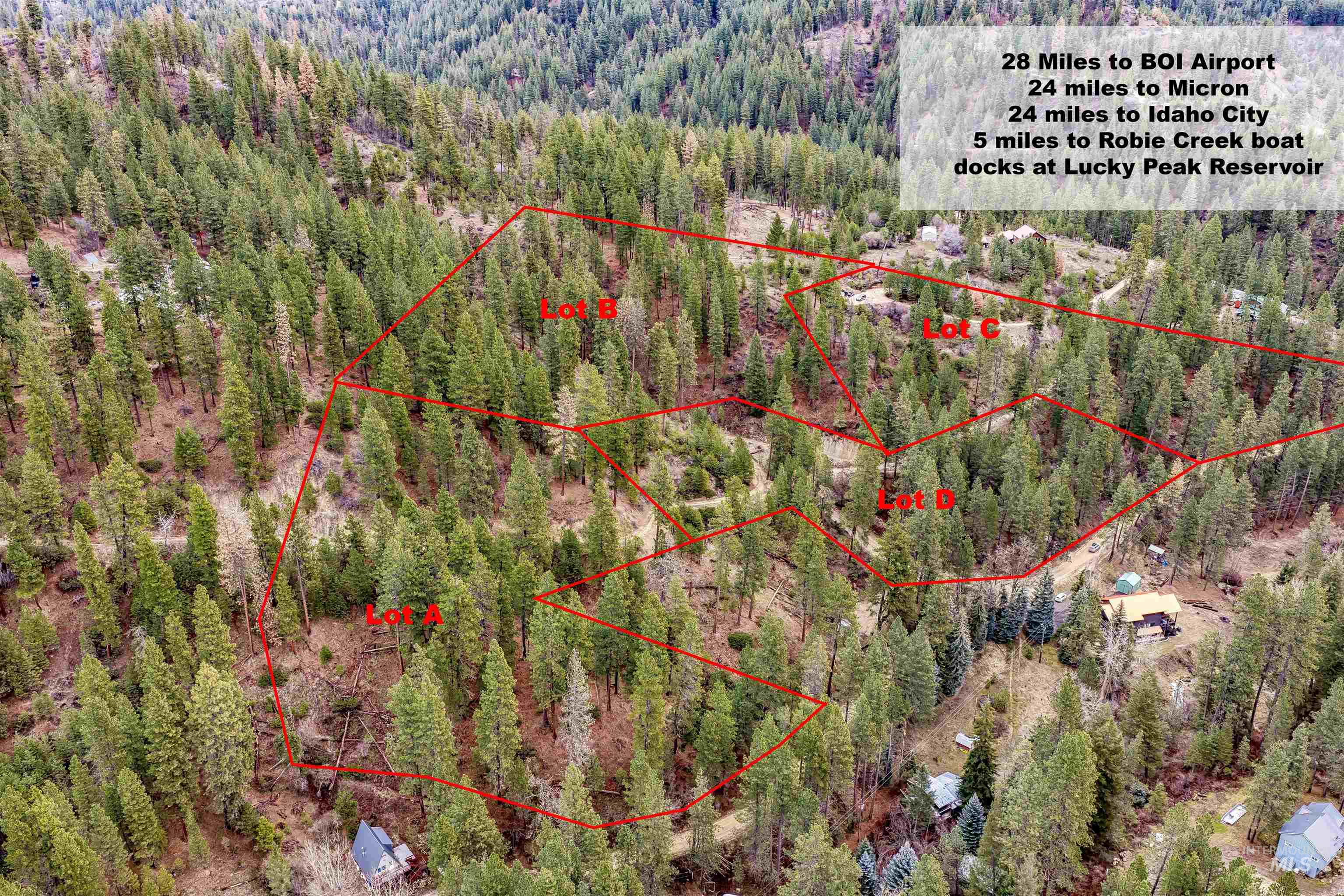 Parcel A Park Lane Boise, ID 83716 - Photo 26 of 41 Aerial view of property and surrounding area with property parcel outlined and a forest