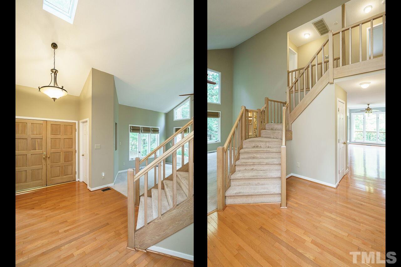 12213 Galway Drive Raleigh, NC 27613 - Photo 3 of 31 a view of entryway and hall with wooden floor