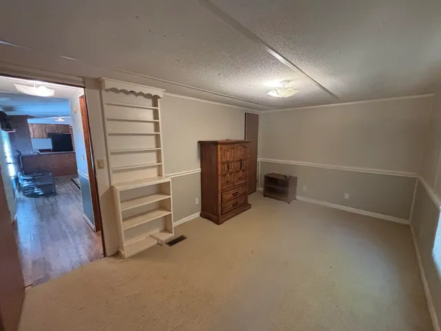 a view of an empty room and a walk in closet
