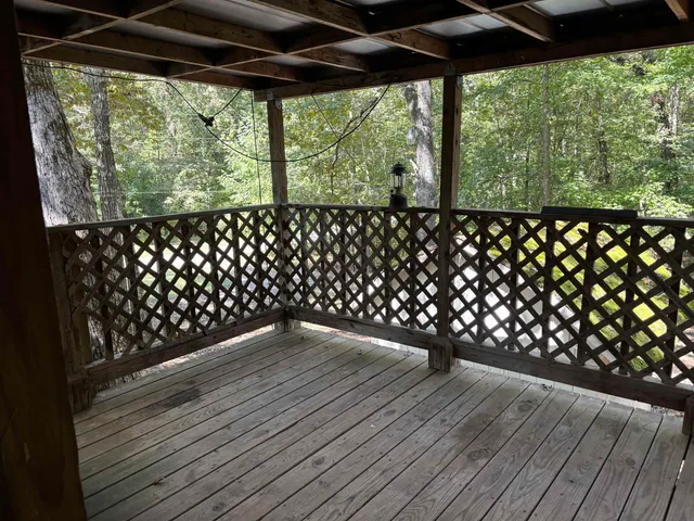 a view of wooden deck