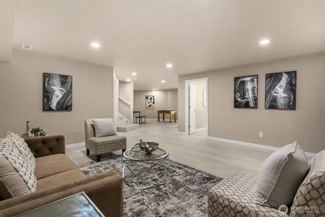 a living room with furniture and a couch