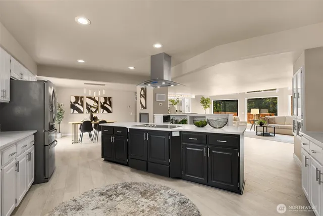 a kitchen with lots of counter top space