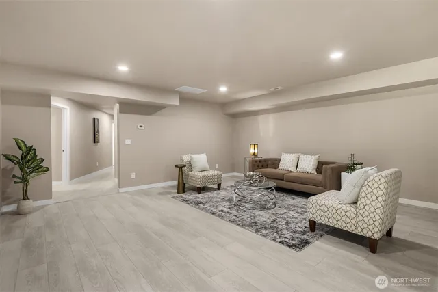 a living room with furniture and a couch