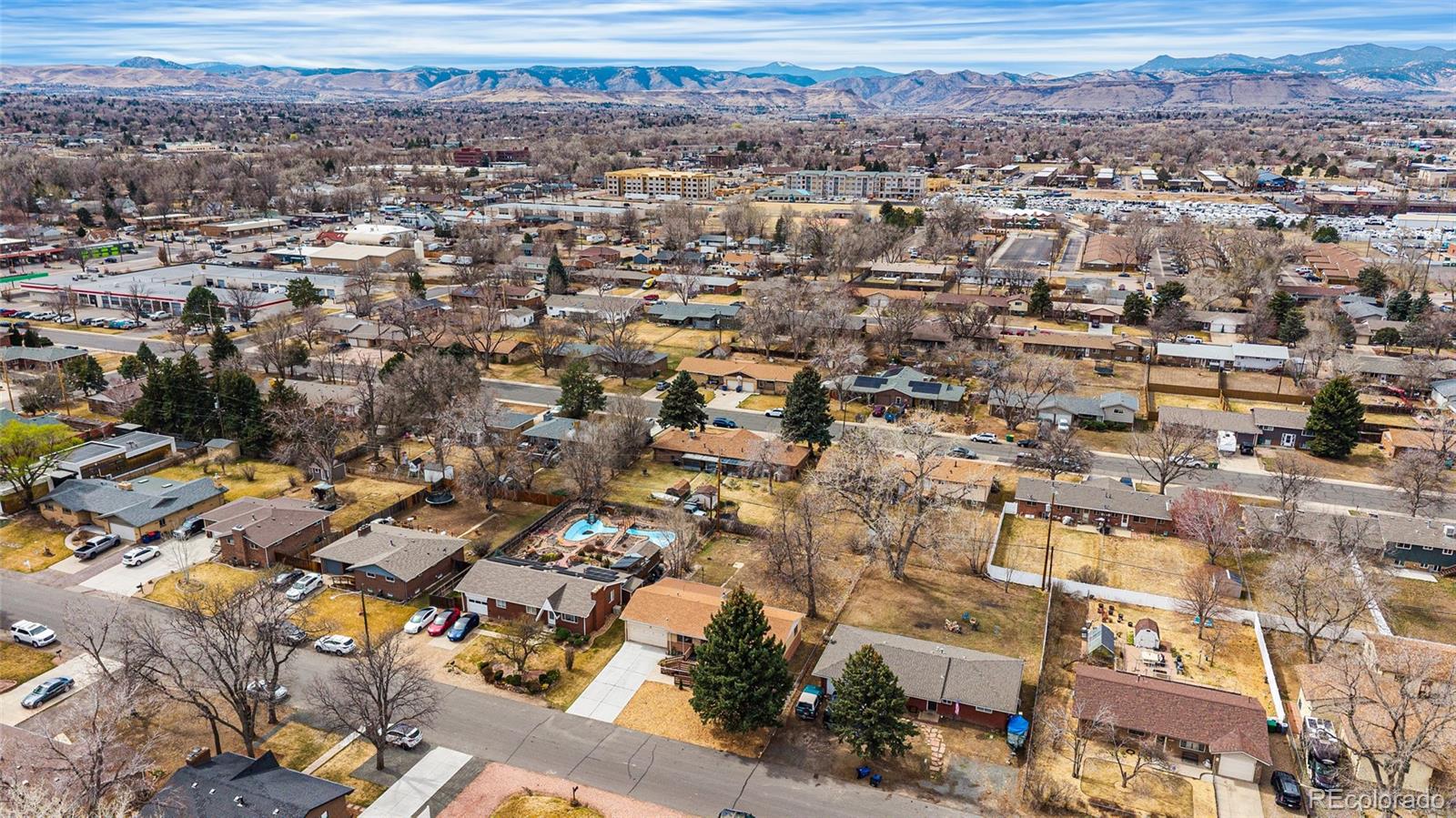 4585 Garland Street Wheat Ridge, CO 80033 - Photo 35 of 35 an aerial view of residential houses with outdoor space