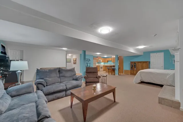 a living room with furniture and a couch