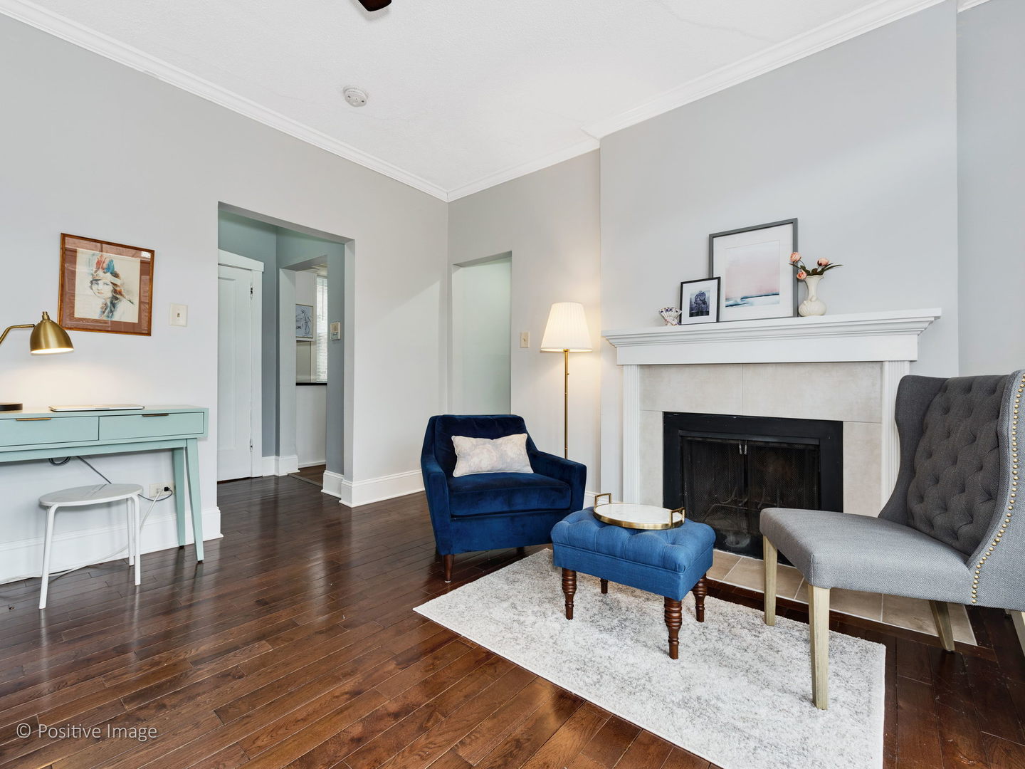 604 West Patterson Avenue, Unit 3A Chicago, IL 60613 - Photo 4 of 11 a living room with furniture a fireplace and next to view