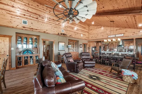 a living room with furniture