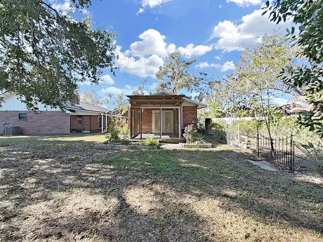 a swimming pool with an outdoor space
