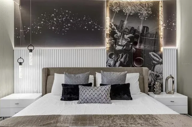 a room with musical instruments and outdoor seating