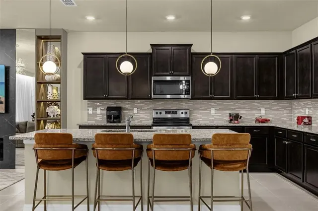 a kitchen with lots of counter top space