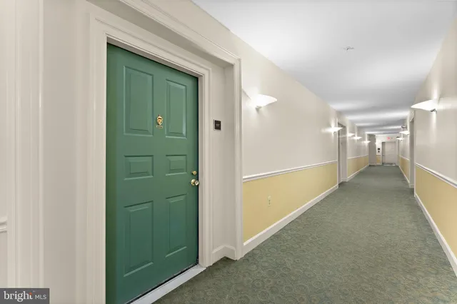 a view of hallway with shower