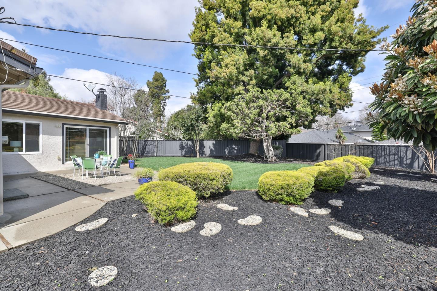 148 Jacinto Way Sunnyvale, CA 94086 - Photo 22 of 27 a view of a backyard with table and chairs plants and large trees